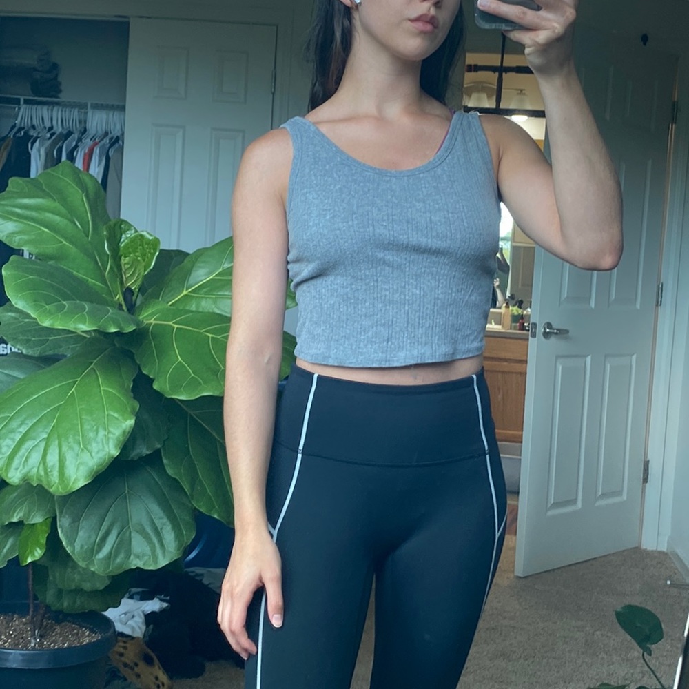 Medium Gray Jersey Cropped Tank